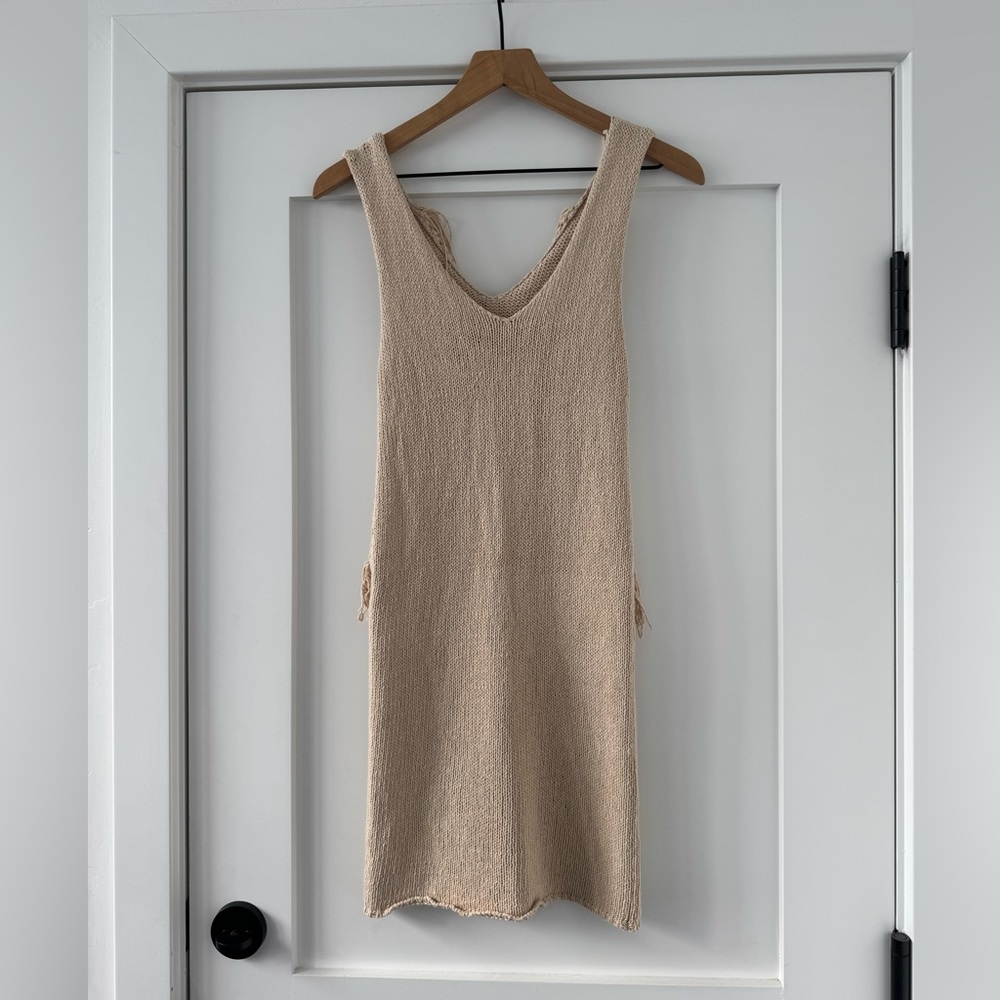 Amuse Society beige knit fringe dress - Picture 2 of 4